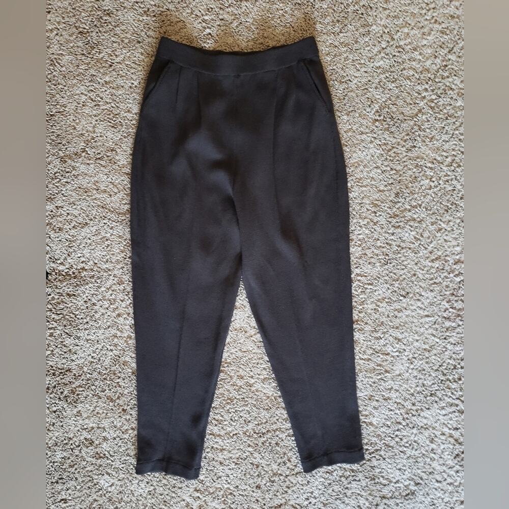 St John Sportswear Brown Knit pleated Trouser Pants Vintage straight ankle 12